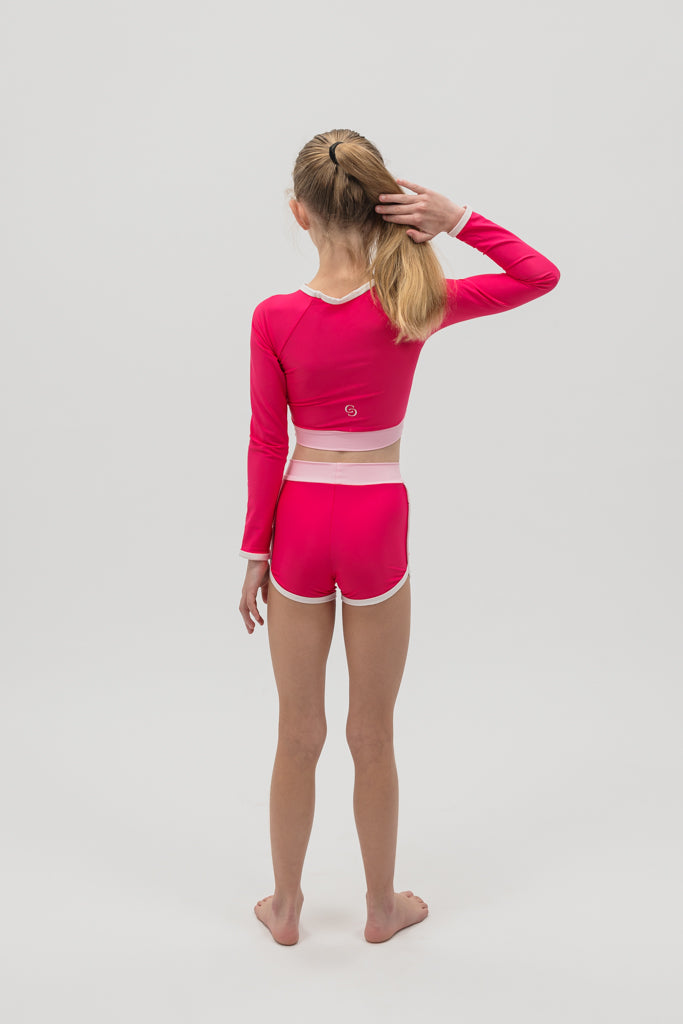 Cropped rash shirt in Flamingo