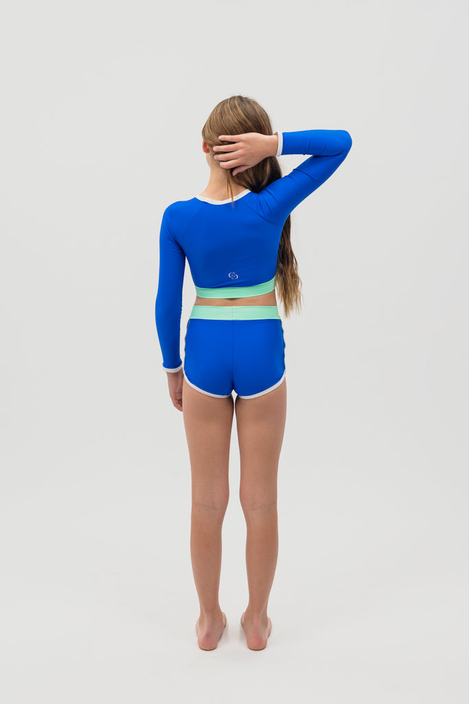 Cropped rash shirt in Azure