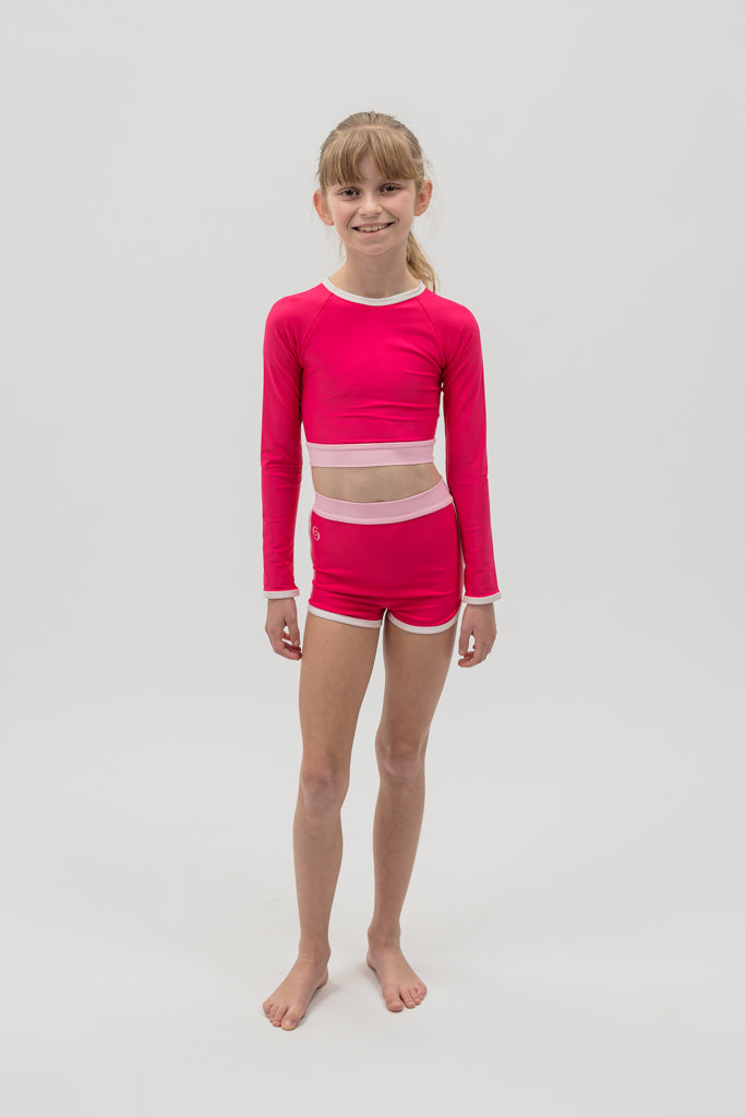 Cropped rash shirt in Flamingo
