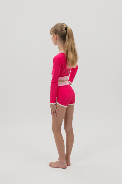 Cropped rash shirt in Flamingo