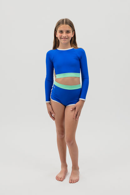 Cropped rash shirt in Azure