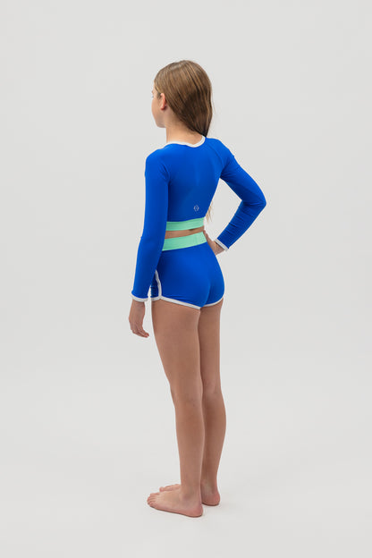 Cropped rash shirt in Azure