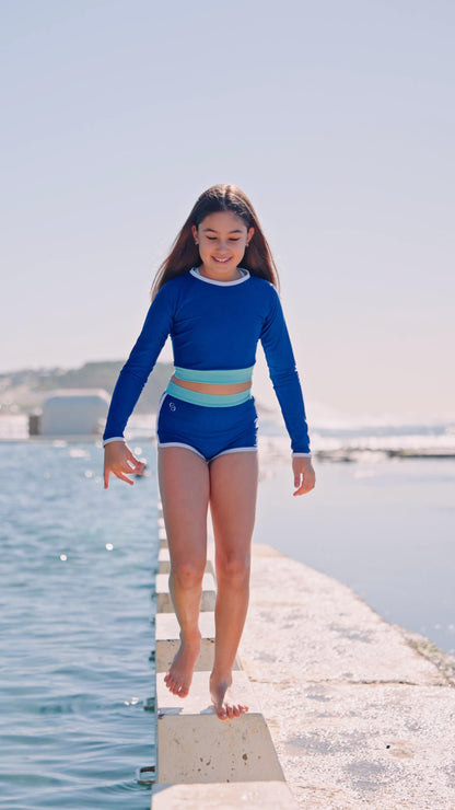 Cropped rash shirt in Azure